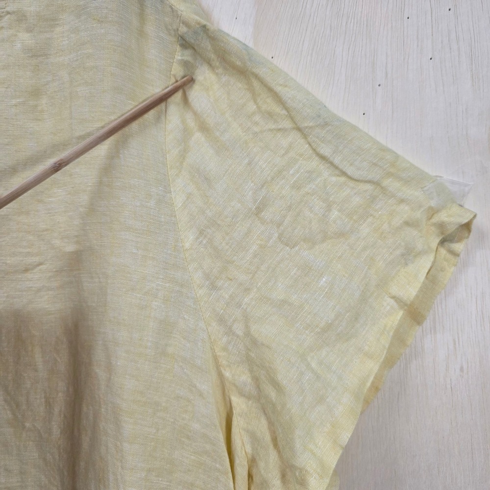 Tahari Womens 3X Yellow 100% Linen Short Sleeve Scoop Neck Relaxed Top NWT - Picture 8 of 16